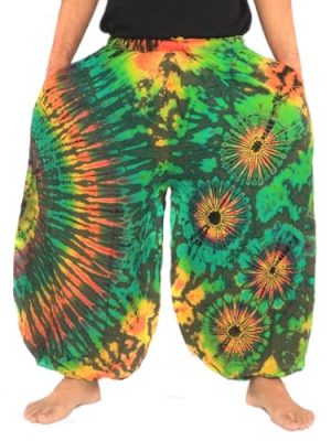 Men's Women's Tie Dye Harem Balloon Pants – Wide Leg, Loose Fit, Elasticated Waistband, Lounge Wear