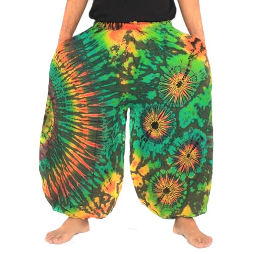Men's Women's Tie Dye Harem Balloon Pants – Wide Leg, Loose Fit, Elasticated Waistband, Lounge Wear