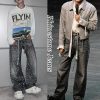 Mens Rhinestone Jeans Vintage Baggy Sparkly Pearl Bling Jeans Chic Wide Leg Denim Pants Womens Y2K Grunge Clothes
