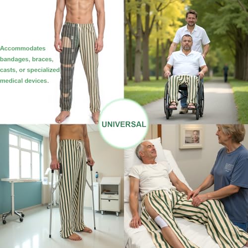 Tearaway Post-Surgery Recovery Pajamas Pants with Velcro Closure, ACL, Hip ，Knee Surgery Burn Care Essentials