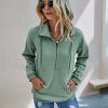 Women's Casual Long Sleeve Lapel Zipper Sweatshirt Drawstring Loose Pullover Tops