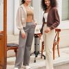 Yoga Pants Women Wide Leg Pants with Pockets High Waist Stretch Dress Casual Sweatpants Petite/Regular/Tall