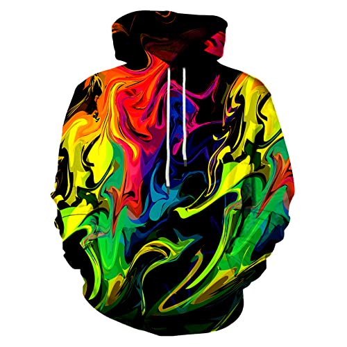 Men Women 3D Hooded Hoodies Fashion Long Sleeve Pullover Hooded Sweatshirt Top with Pocket
