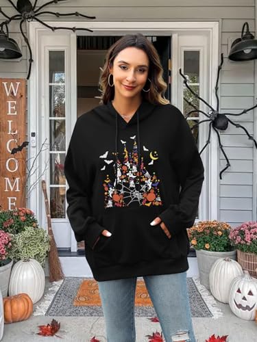 Halloween Sweatshirt for Women Spooky Ghost Hoodie Magic Kingdom Pullover Tops Fall Holiday Long Sleeve Shirt