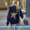 Star Graphic Hoodies Oversized Y2k Leopard Print Hooded Sweatshirt Cheetah Hoodie Streetwear Unisex Pullover Tops