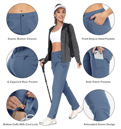 Women's Hiking Cargo Pants Quick Dry Outdoor Camping Capris Water Resistant UPF 50 with Zipper Pockets