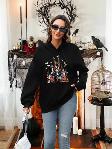 Halloween Sweatshirt for Women Spooky Ghost Hoodie Magic Kingdom Pullover Tops Fall Holiday Long Sleeve Shirt