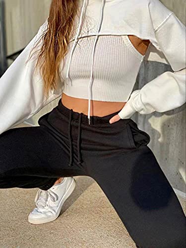 Women Long Sleeve Cropped Super Crop Top Hoodies Sweatshirt Aesthetic Punk Hip Hop Dance Sexy Rave Cloth