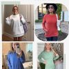 Womens Long Sleeve Sweatshirt Casual Crewneck Plain Pullover Tops with Pockets