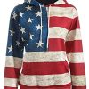 Unisex USA American Flag Print 4th of July Patriotic Long Sleeve Pockets Slim Pullover Hoodie Sweatshirt