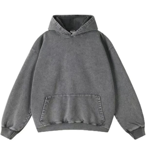 Mens Oversized Hoodies Pullover Vintage Sweatshirt Acid Wash Heavyweight Plush Cotton Baggy Streetwear Top Athletic