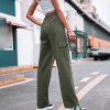 Women High Waisted Cargo Pants Wide Leg Casual Pants 6 Pockets Combat Military Trousers